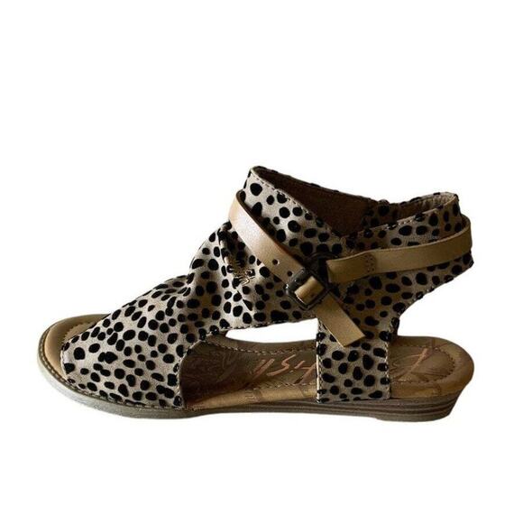 Blowfish Malibu Burnside Flat Sandals Women Size 8.5 Open Toe Animal Print Shoes - Picture 3 of 11